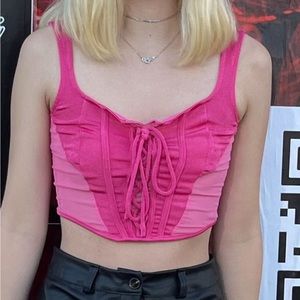 Pink corset style crop top